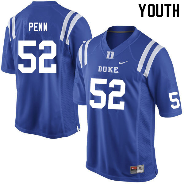Youth #52 Addison Penn Duke Blue Devils College Football Jerseys Sale-Blue